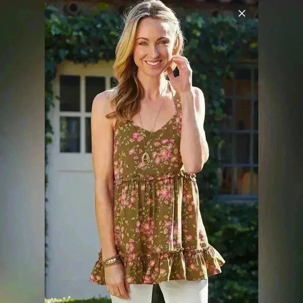 Matilda Jane Floral On A Whim Cross-Back Tank Top, size S